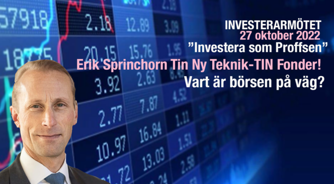 Inbjudan Investerarmötet ”Investera som Proffsen” på Hotell Anglais, Stureplan 27 oktober!
