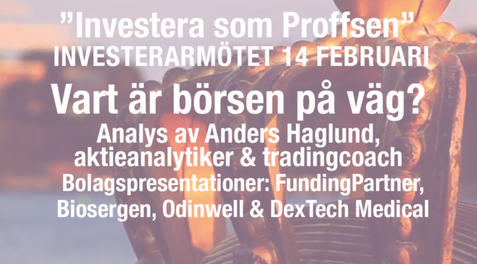 ”INVESTERA SOM PROFFSEN” MED ANDERS HAGLUND, AKTIEANALYTIKER OCH TRADINGCOACH 14 FEBRUARI.